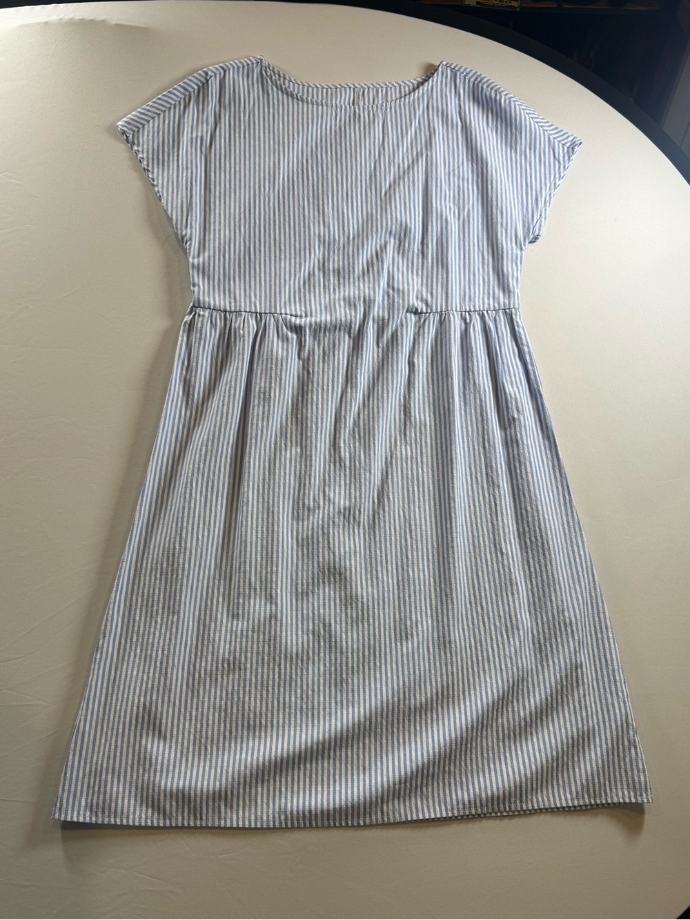 Girls' Light Blue and White Striped Casual Dress